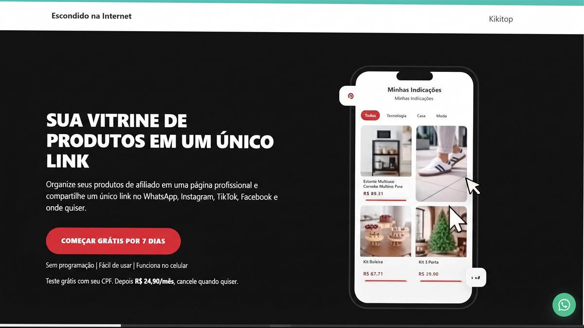 Escolha dos produtos de afiliado